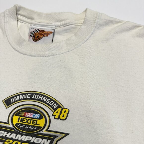 Jimmie Johnson Nascar Racing T Shirt Mens XL White Winners Circle Y2K - Picture 6 of 15
